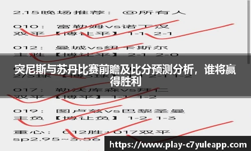 突尼斯与苏丹比赛前瞻及比分预测分析,谁将赢得胜利